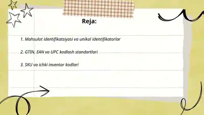 Mahsulot haqidagi ma'lumotlarni standartlashtirish va kodlash 2