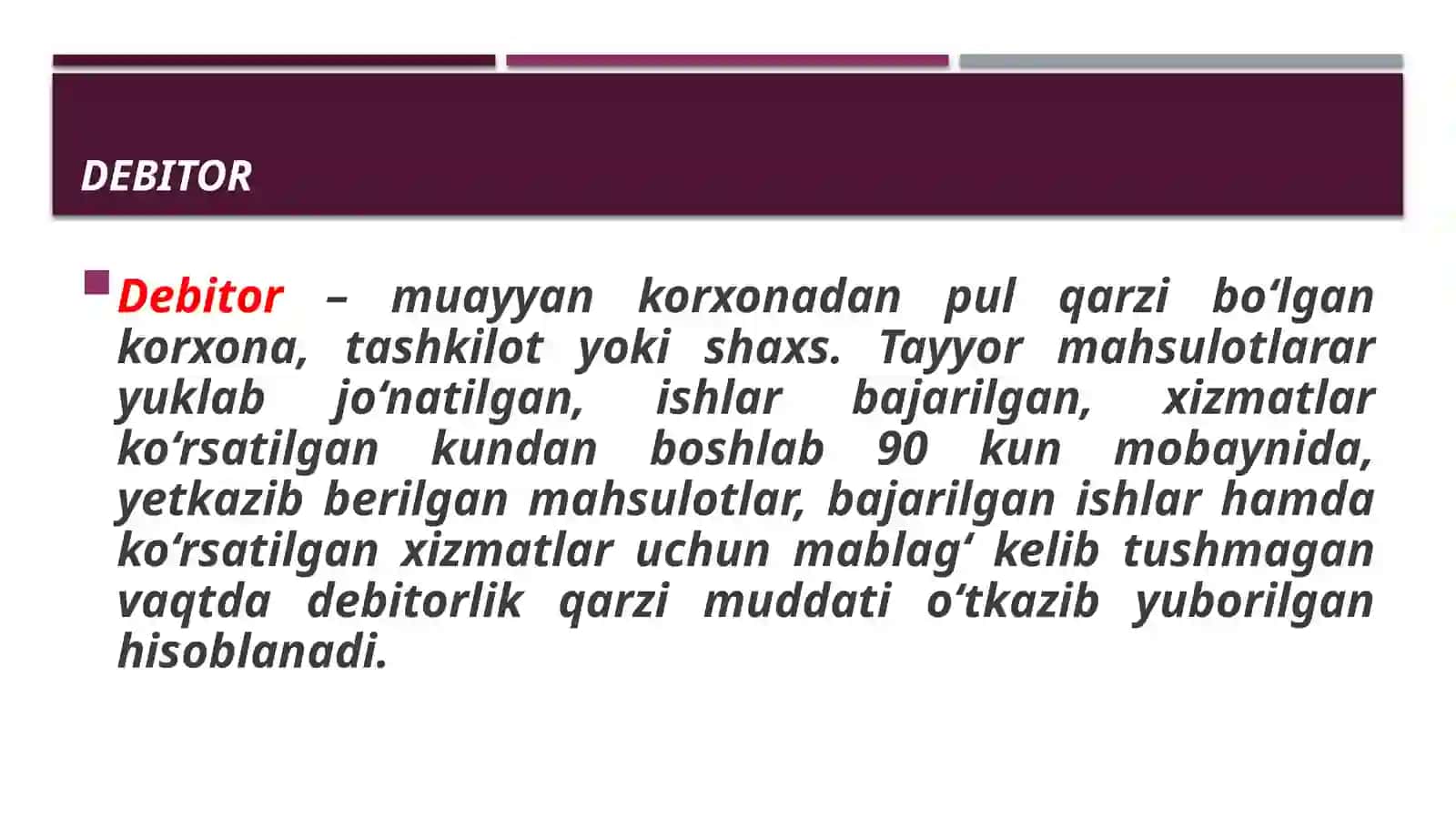Debitor qarzlarning buxgalteriya hisobi 2