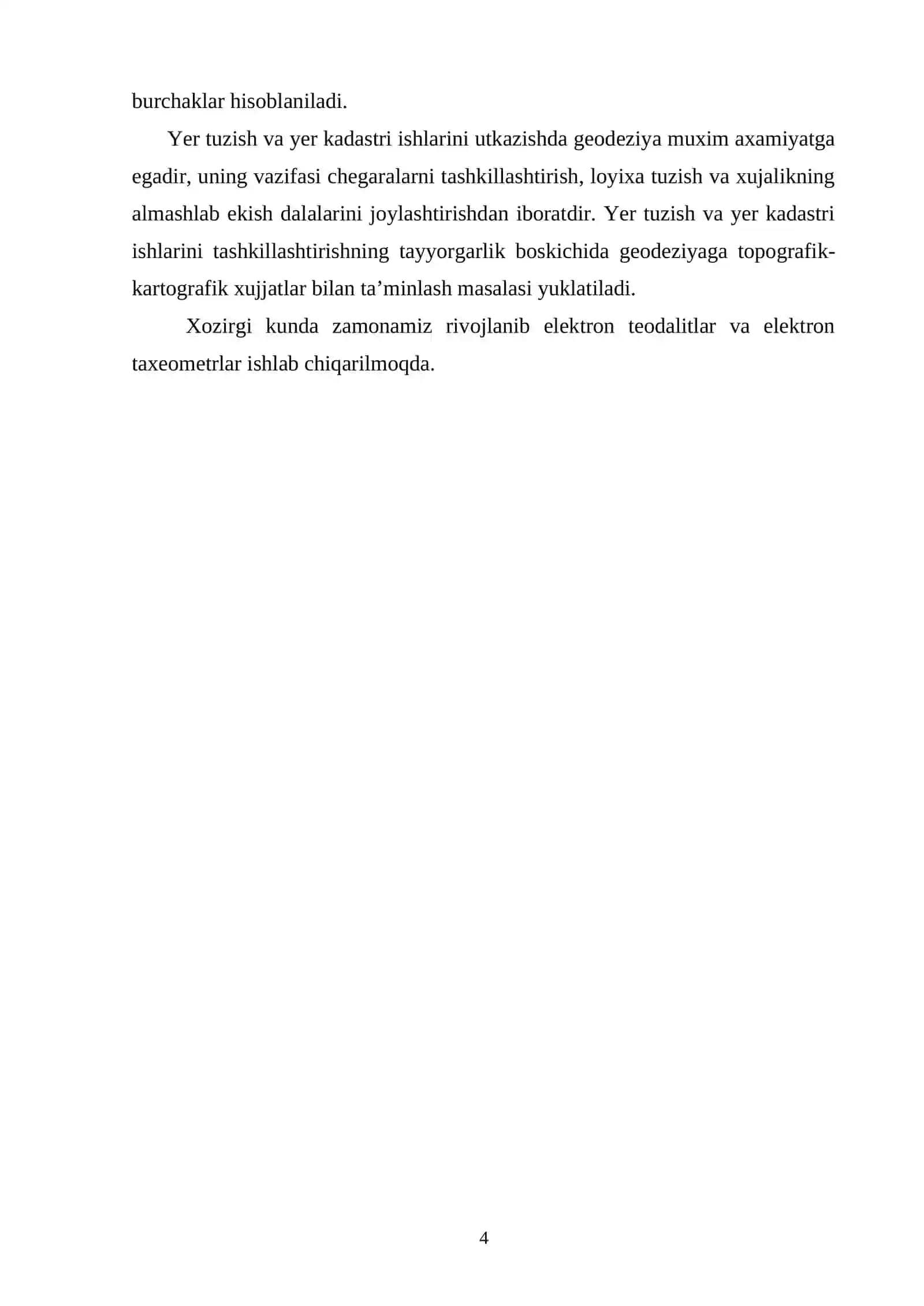 Geodeziya fanining kurs loyihasi 2