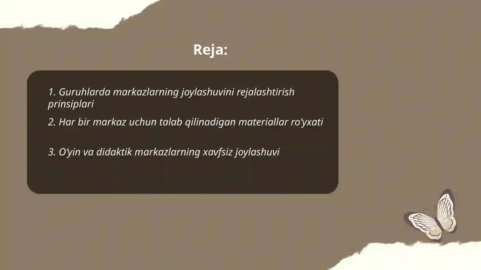 Guruhlarda markazlarning taxminiy joylashuvi va materiallar toʻplami 2
