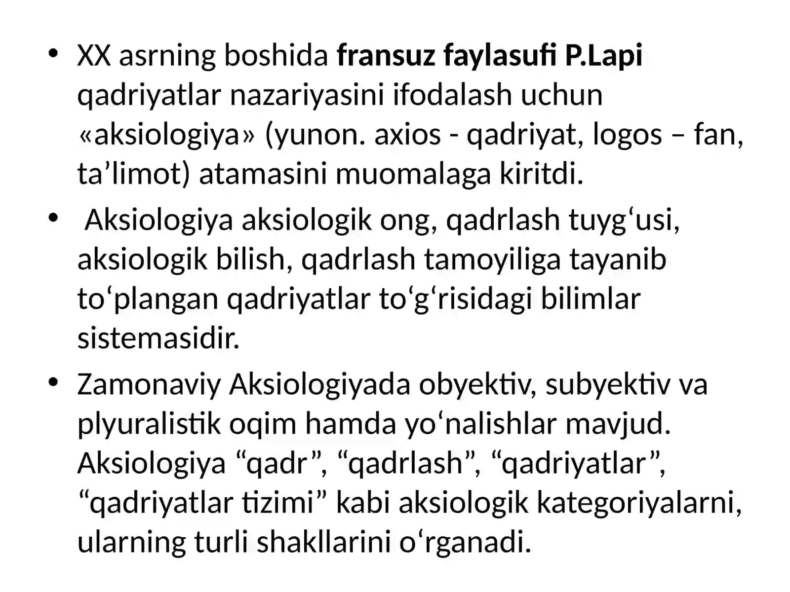 Qadriyatlar falsafasi (aksiologyia) 2