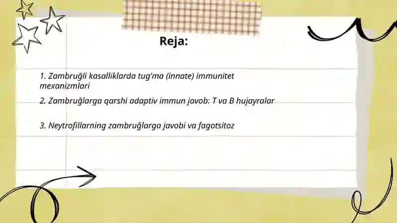 Zambruğli kasalliklarda tug'ma (innate) immunitet mexanizmlari 2