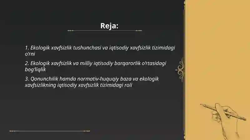 Ekologik xavfsizlikning tutgan o‘rni 2