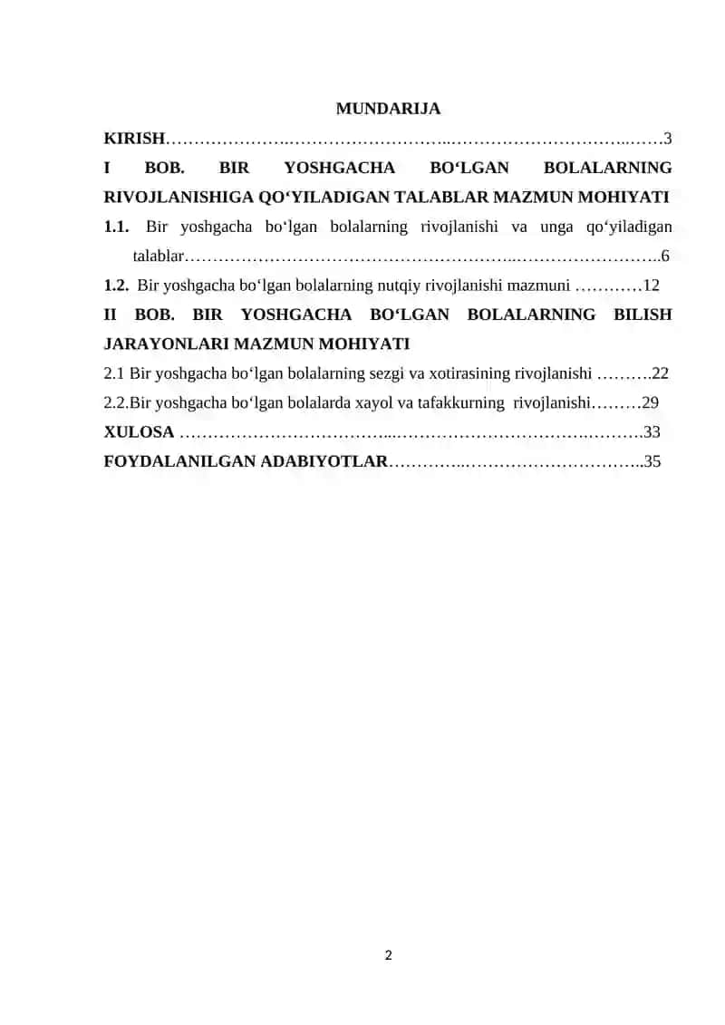 BIR YOSHGACHA BOʻLGAN BOLALARNING RIVOJLANISHI VA UNGA QOʻYILGAN PEDAGOGIK TALABLAR 2
