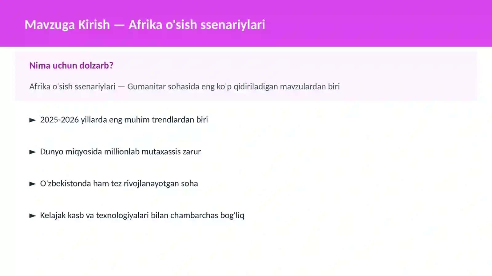Afrika o'sish ssenariylari 2