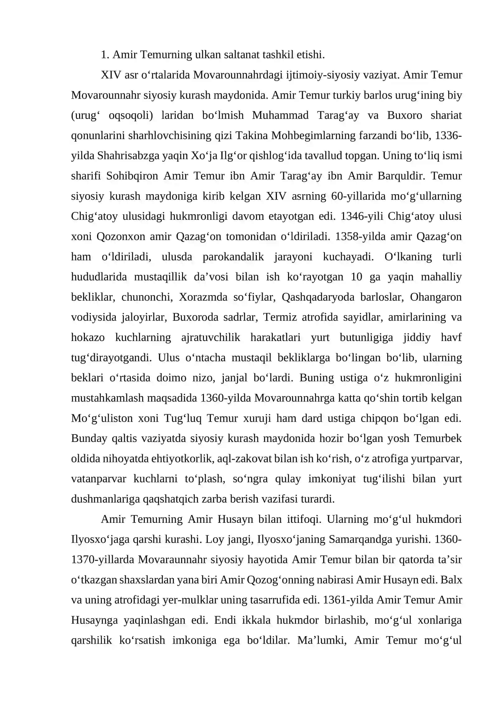 AMIR TEMUR VA TEMURIYLAR DAVRIDA IJTIMOIY-IQTISODIY, SIYOSIY VA MADANIY HAYOT 2