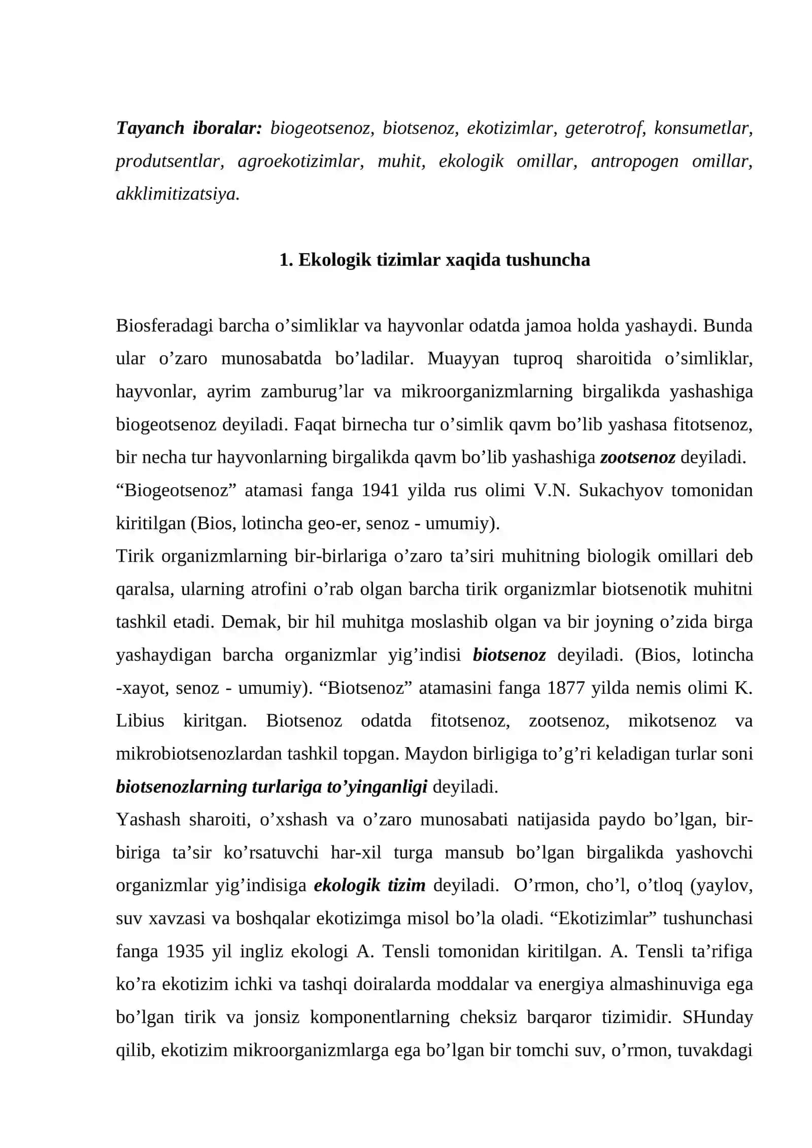 Ekologik tizimlar, muhit va ekologik omillar 2