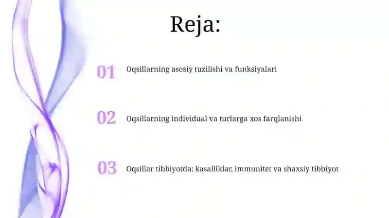 Oqsillar-tur va individual maxsusliklarning asosi 2