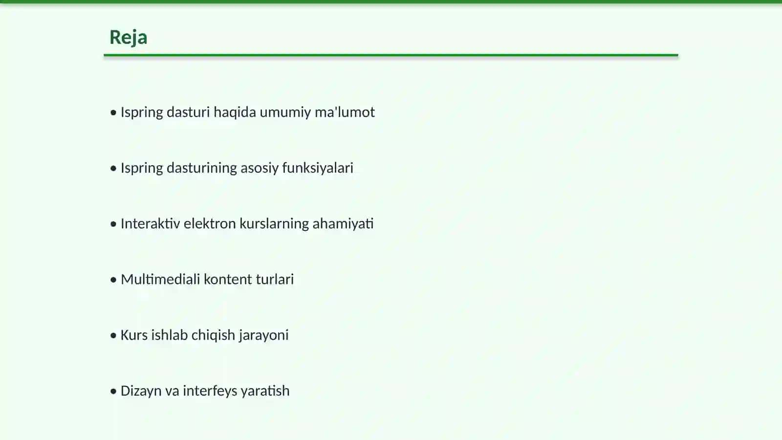 Ispring dasturi yordamida multimediali interaktiv elektron kurs yaratish 2