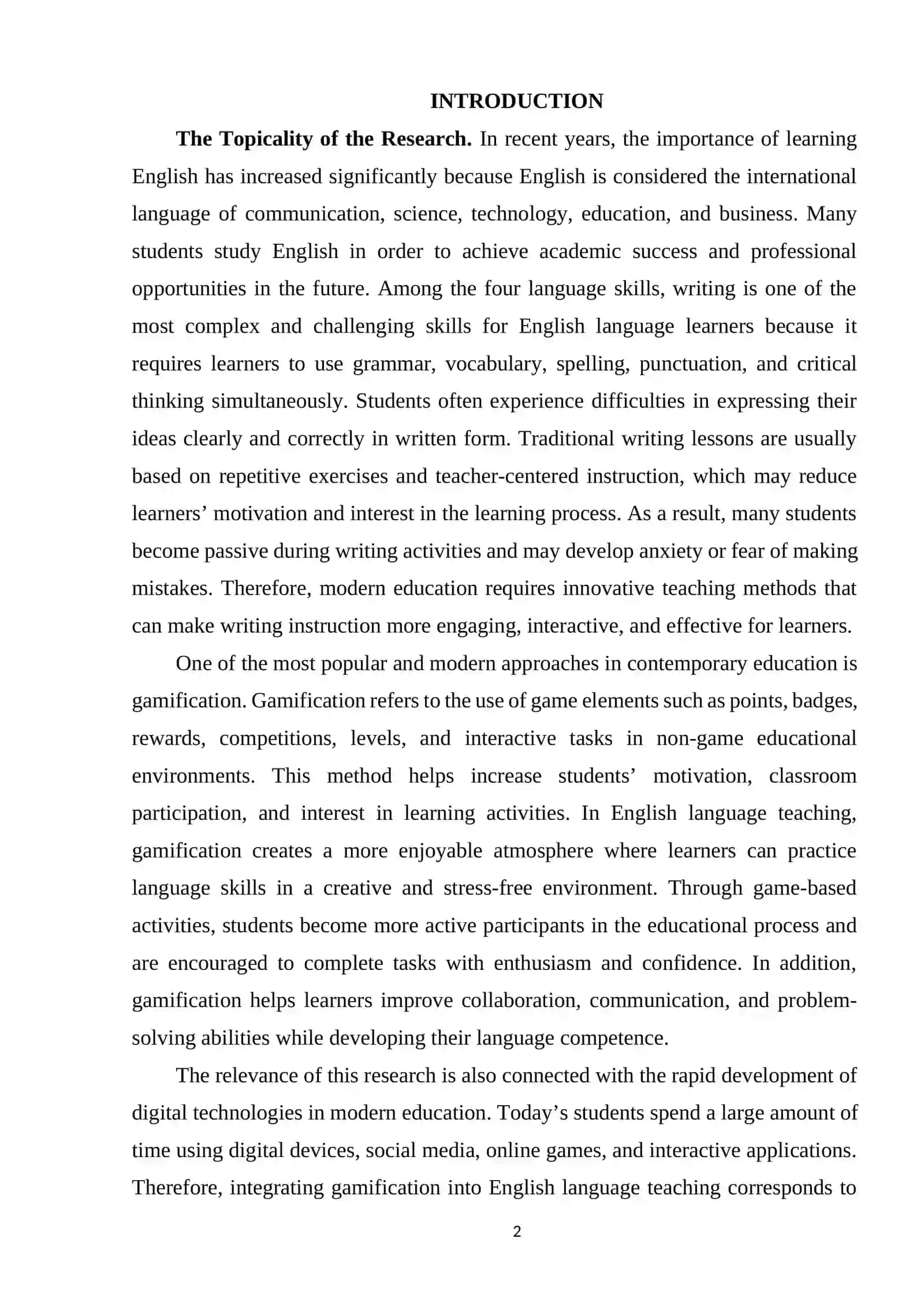 The Effectiveness of Gamification in Teaching Writing to English Language Learners 2