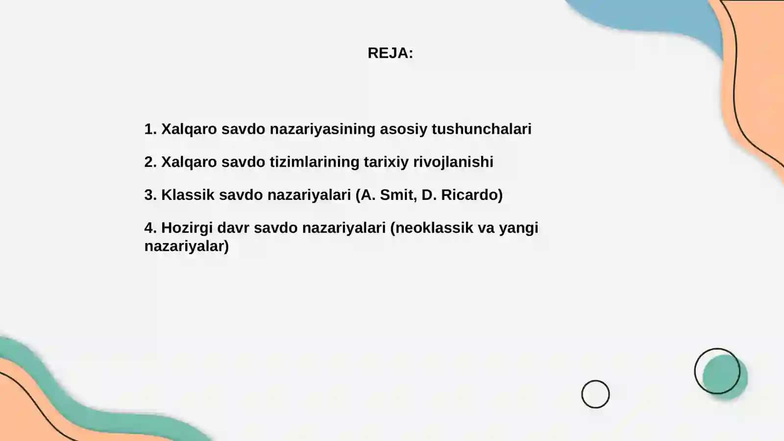 Xalqaro savdo nazariyasi va tashqi savdo siyosati 2