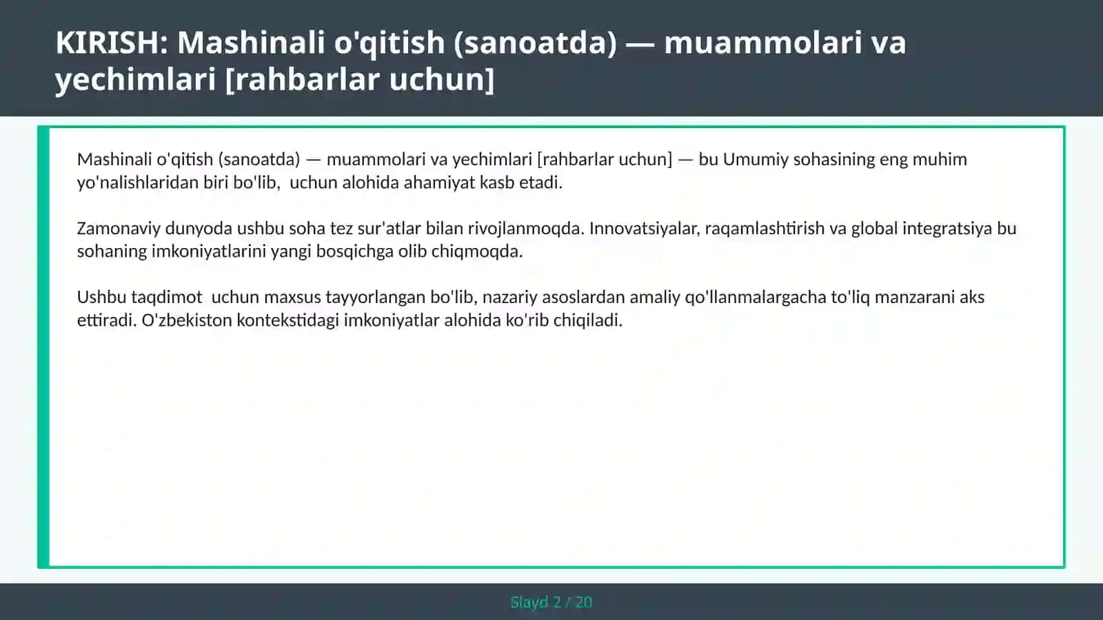 Mashinali o'qitish (sanoatda) — muammolari va yechimlari [rahbarlar uchun] 2