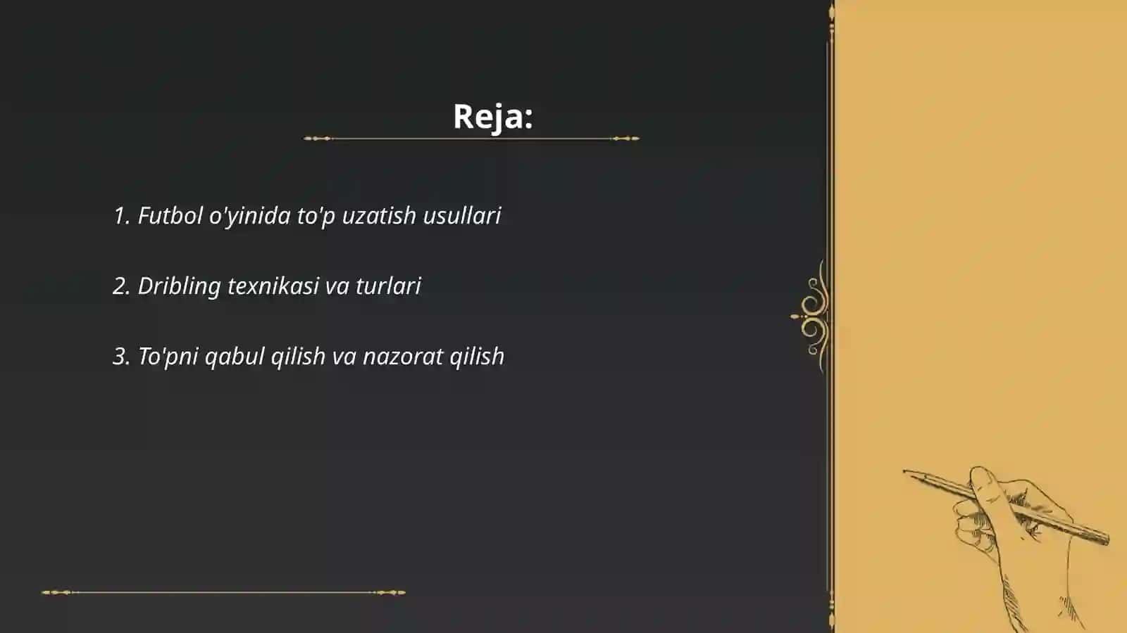 Futbol o'yini texnikasini tasnifi 2