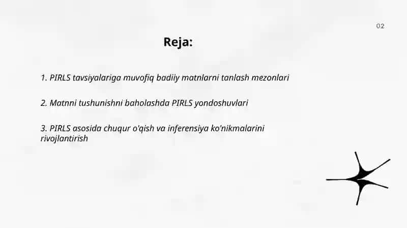 Matnni tushunishni baholashda PIRLS yondoshuvlari 2