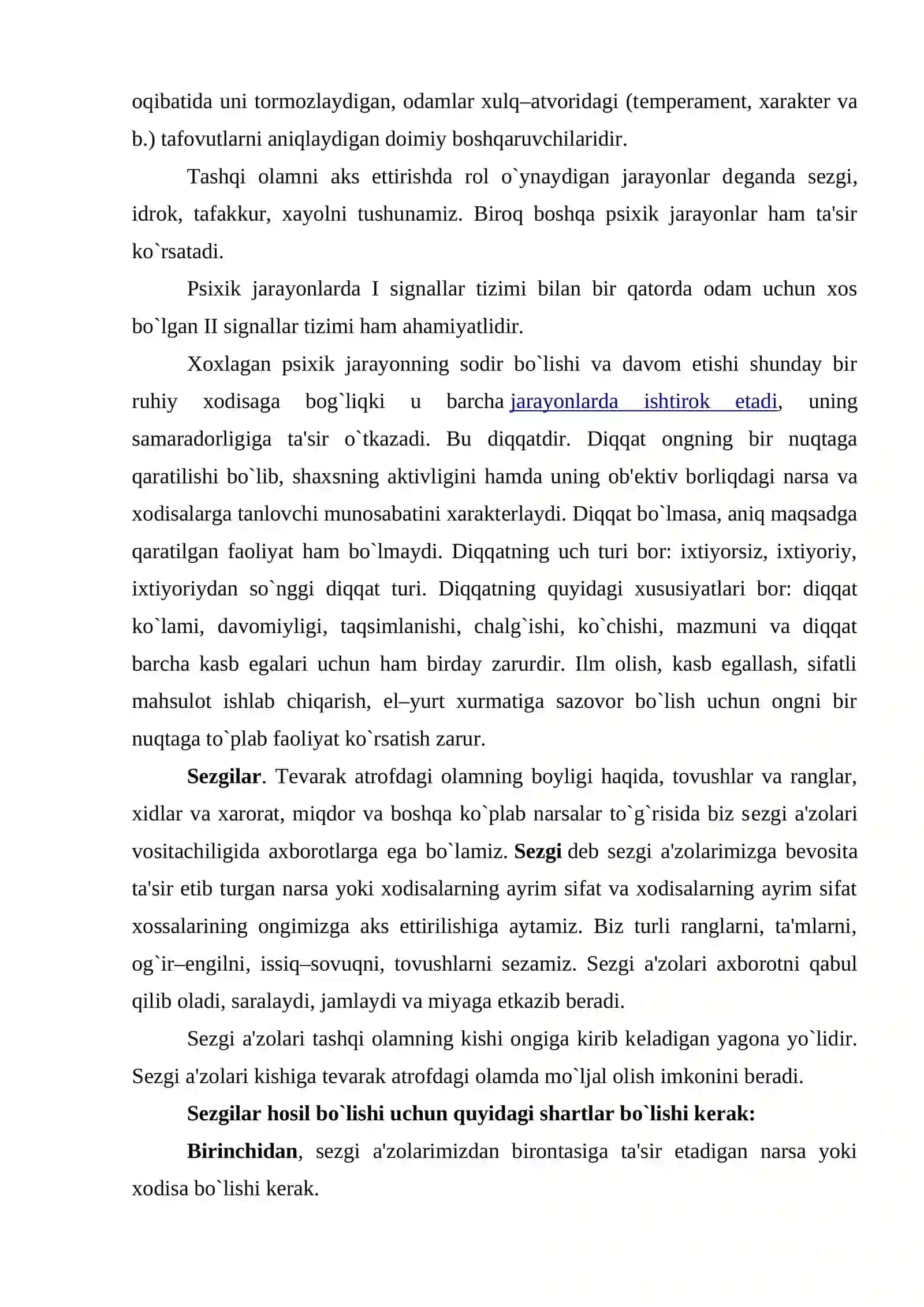 PSIXIK JARAYONLAR VA MIYANING O’ZARO ALOQADORLIGI 2