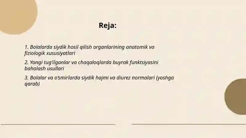 Bolalarda Siydik Hosil Qilish Va Ajratish A'zolari 2