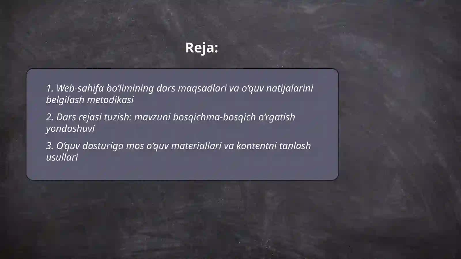 Web-sahifa bo'limini o'itish metodikasi 2
