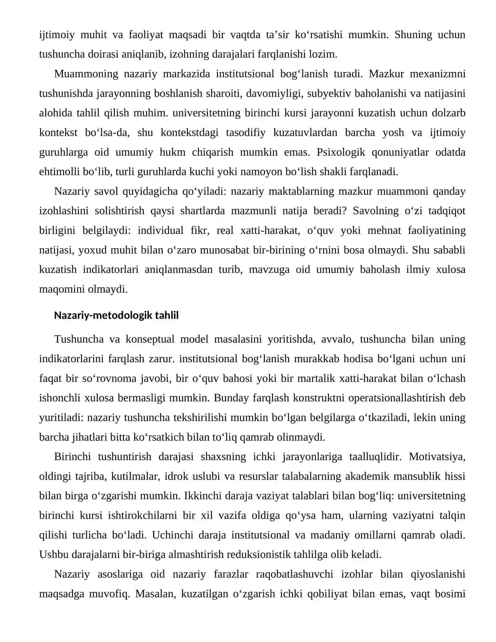 TALABALARNING AKADEMIK MANSUBLIK HISSI — NAZARIY ASOSLARI 2