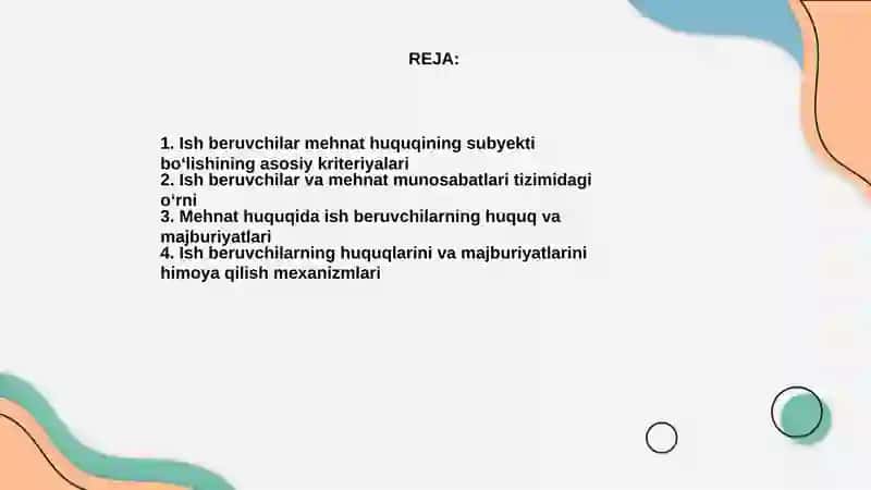 Ish beruvchilar mehnat huquqining subyekti sifatida 2