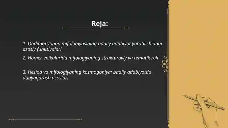 Qadimgi yunon mifologiyasi badiiy adabiyotning asosi sifatida 2