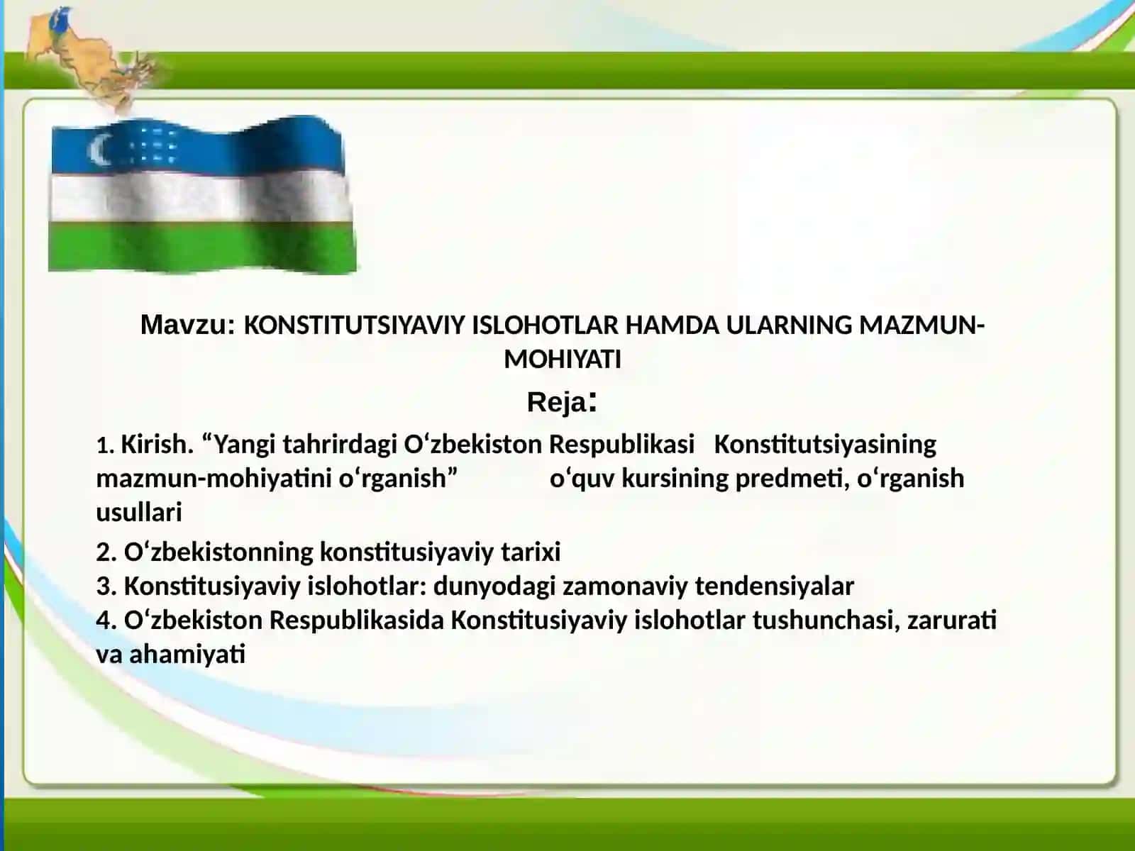 YANGI TAHRIRDAGI O‘ZBEKISTON RESPUBLIKASI KONSTITUTSIYASI 2