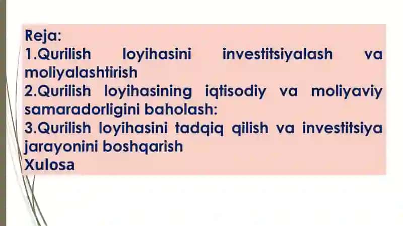 INVESTITSIYA QURILISH JARAYONI 2