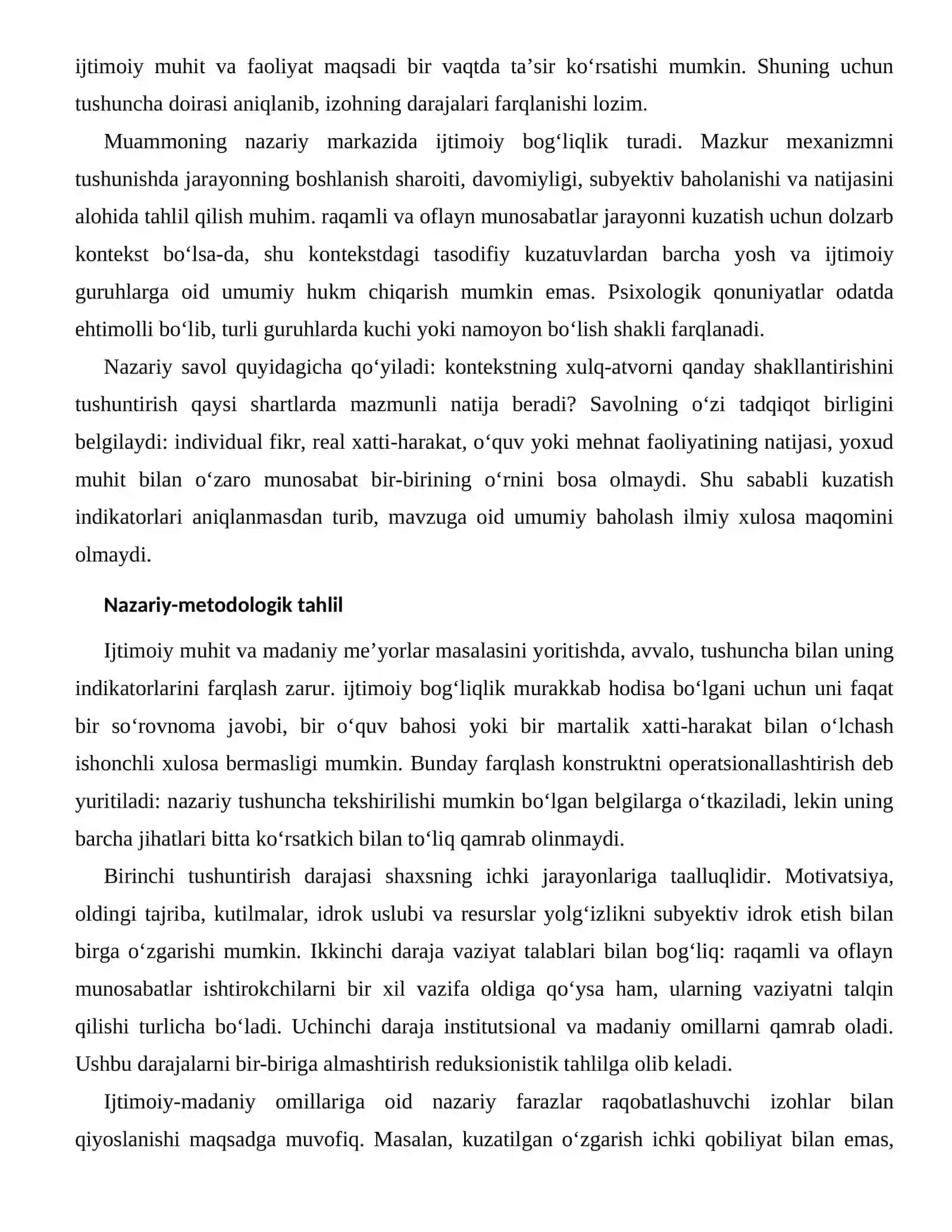 YOLG‘IZLIKNI SUBYEKTIV IDROK ETISHNING IJTIMOIY-MADANIY OMILLARI 2