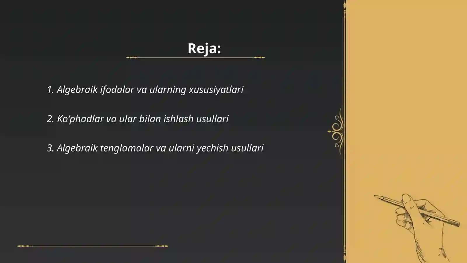 Algebraik materialni oʻrgatish metodikasi 2
