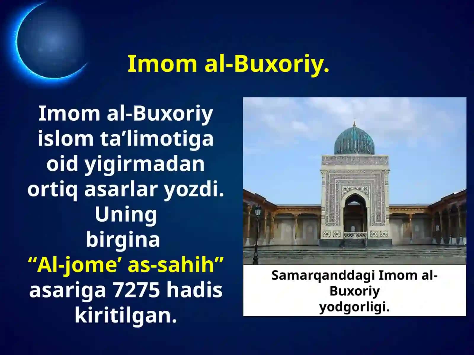 7-sinf O'zbekiston tarixi dars ishlanma. Diniy bilimlarning rivojlanishi 2
