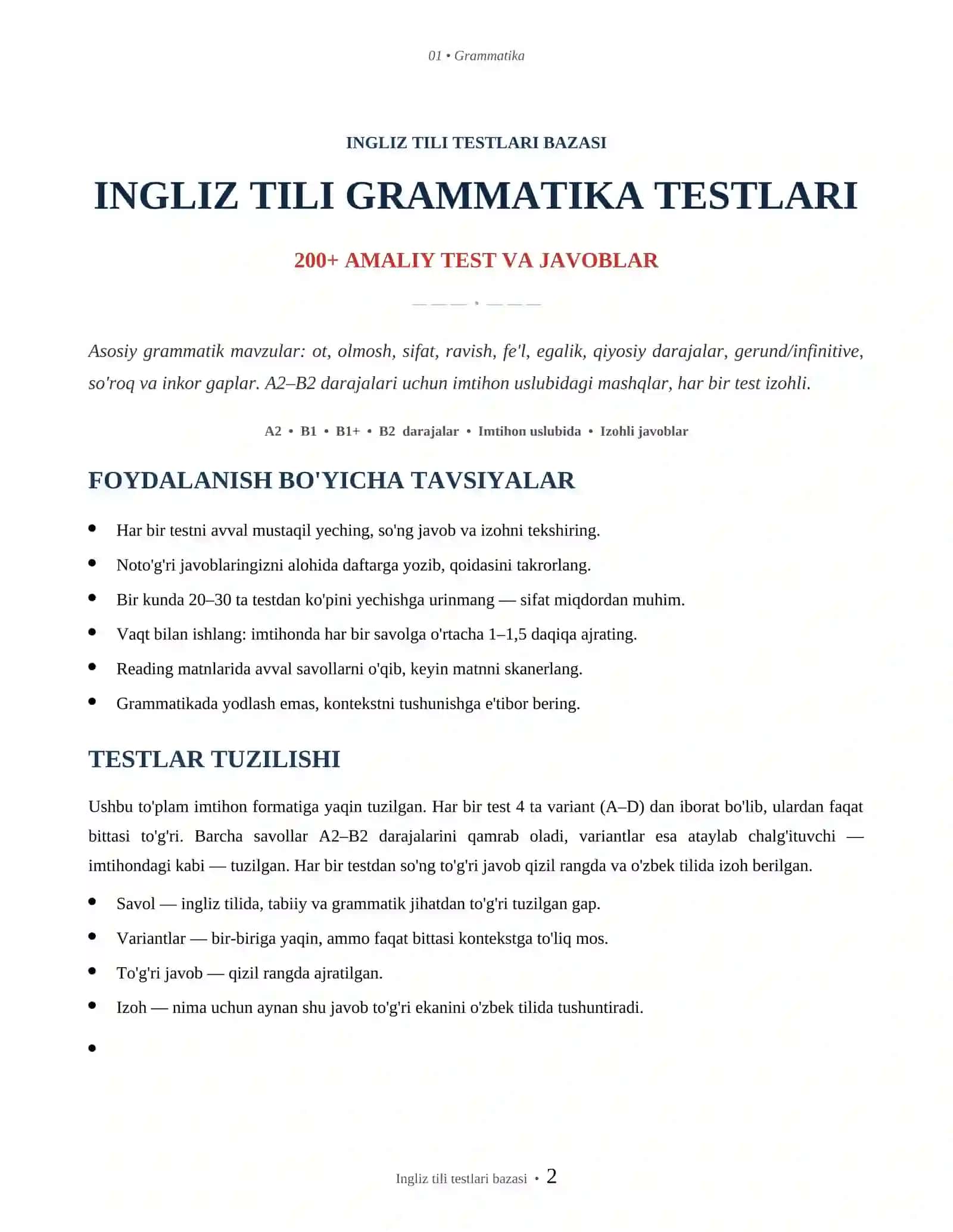 INGLIZ TILI TESTLARI BAZASI 2
