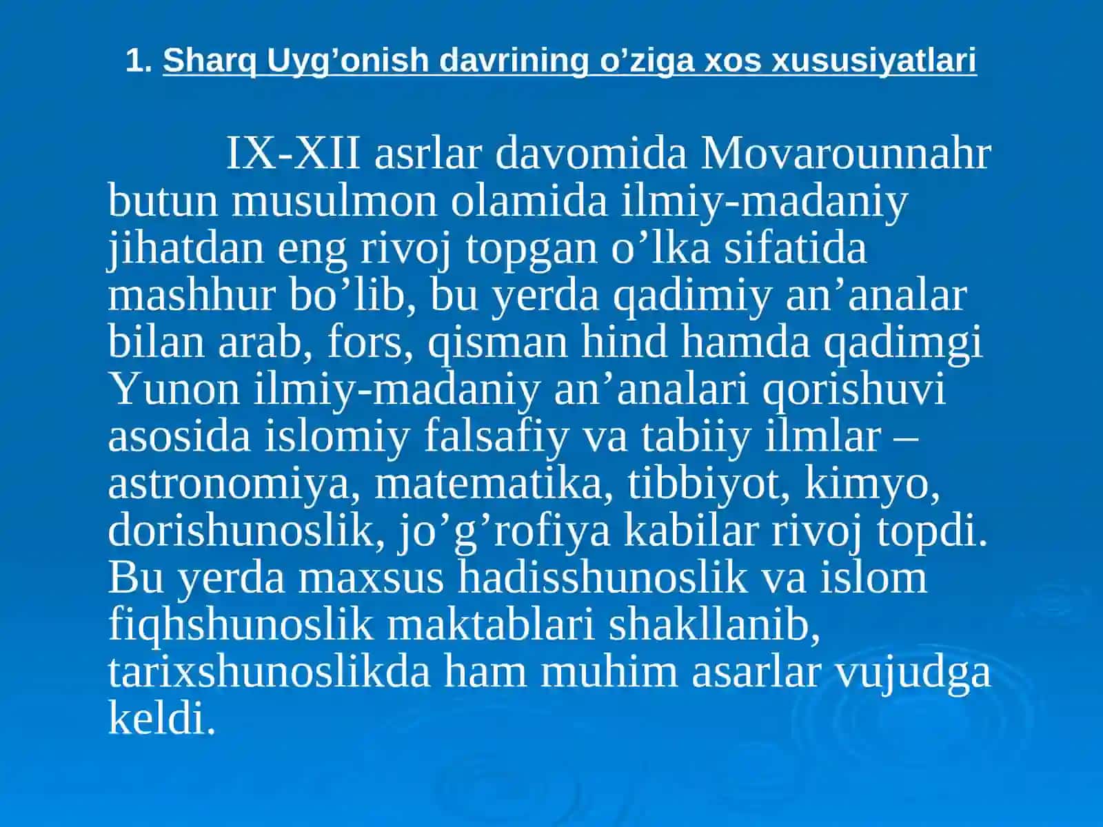 Sharq Uyg'onish davrida ta'lim-tarbiya fikrlari (IX-XII asrlar) 2