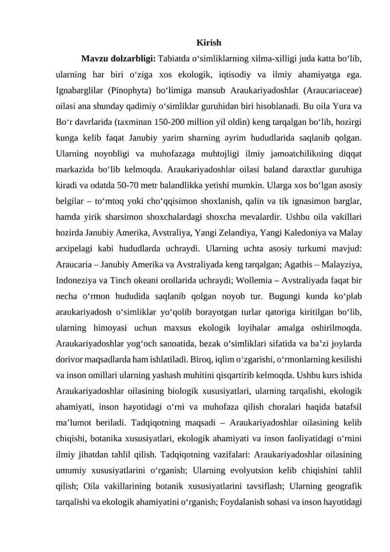 Araukariyadoshlar oilasi 2