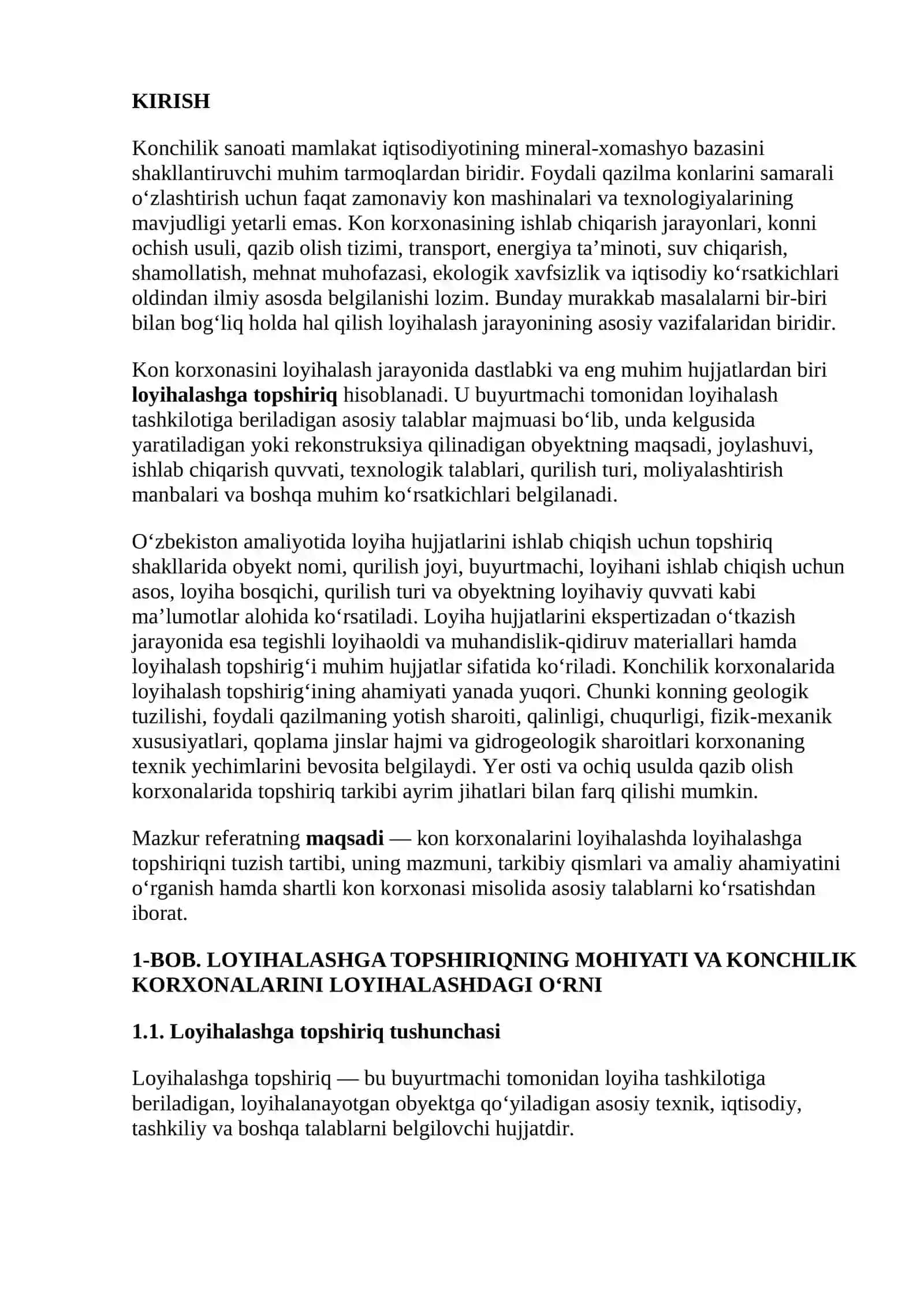 LOYIHALASHGA TOPSHIRIQ TUZISH, UNING MAZMUNI 2