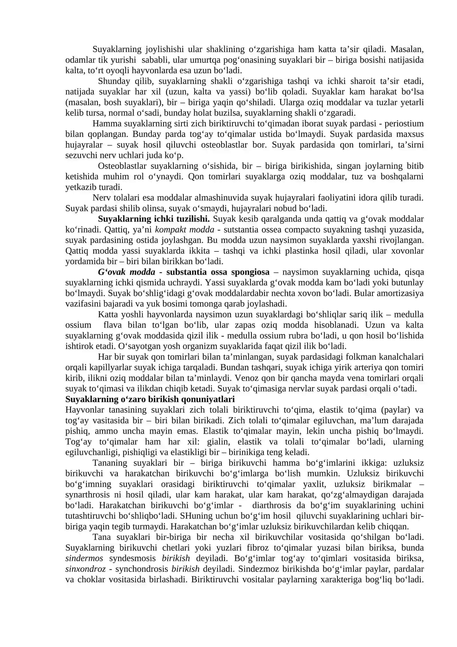 Ixtiyoriy harakat organlari. Skelet sistemasining morfofunksional tuzilishi 2