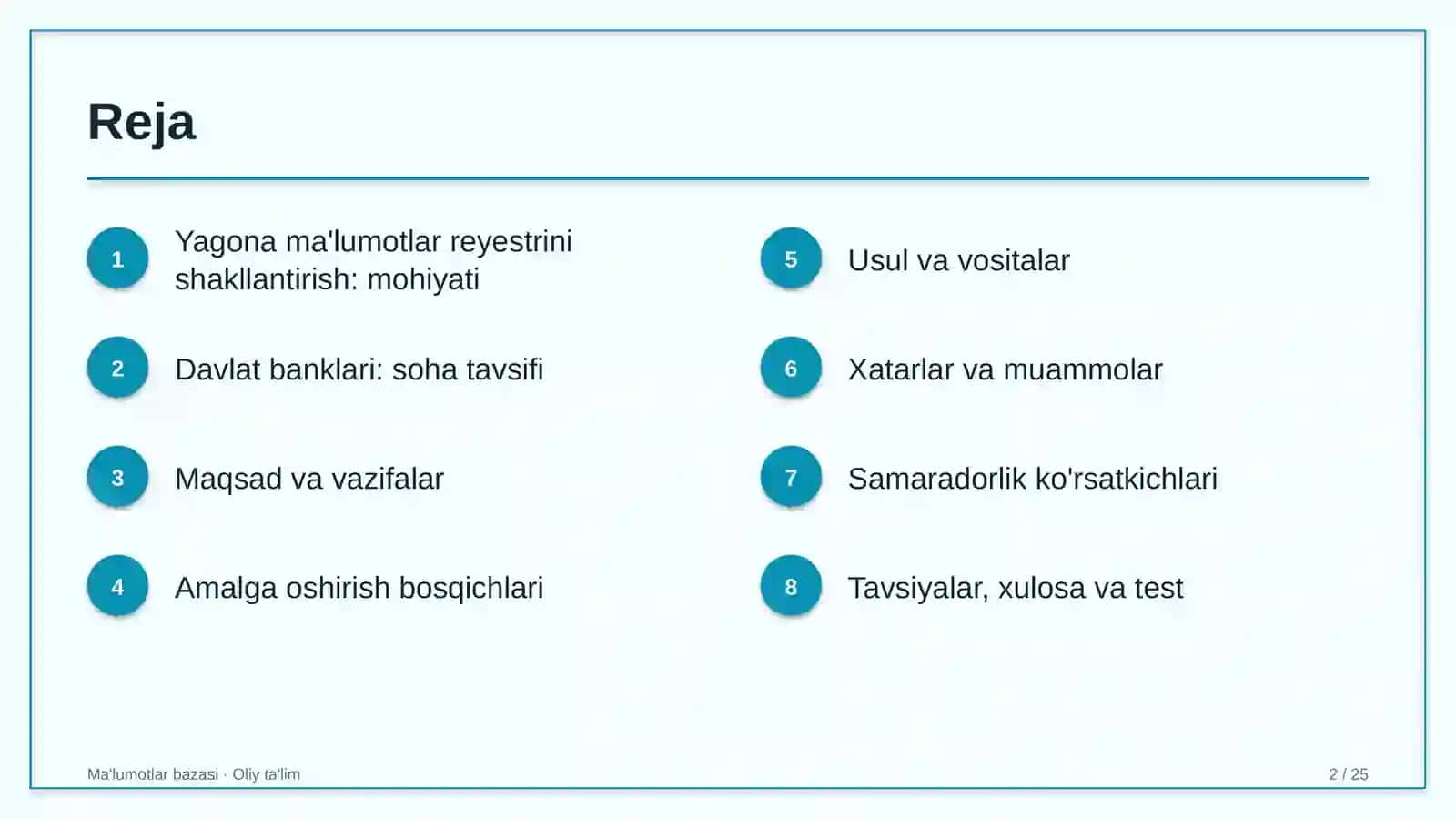 davlat banklarida yagona ma'lumotlar reyestrini shakllantirish 7371 2