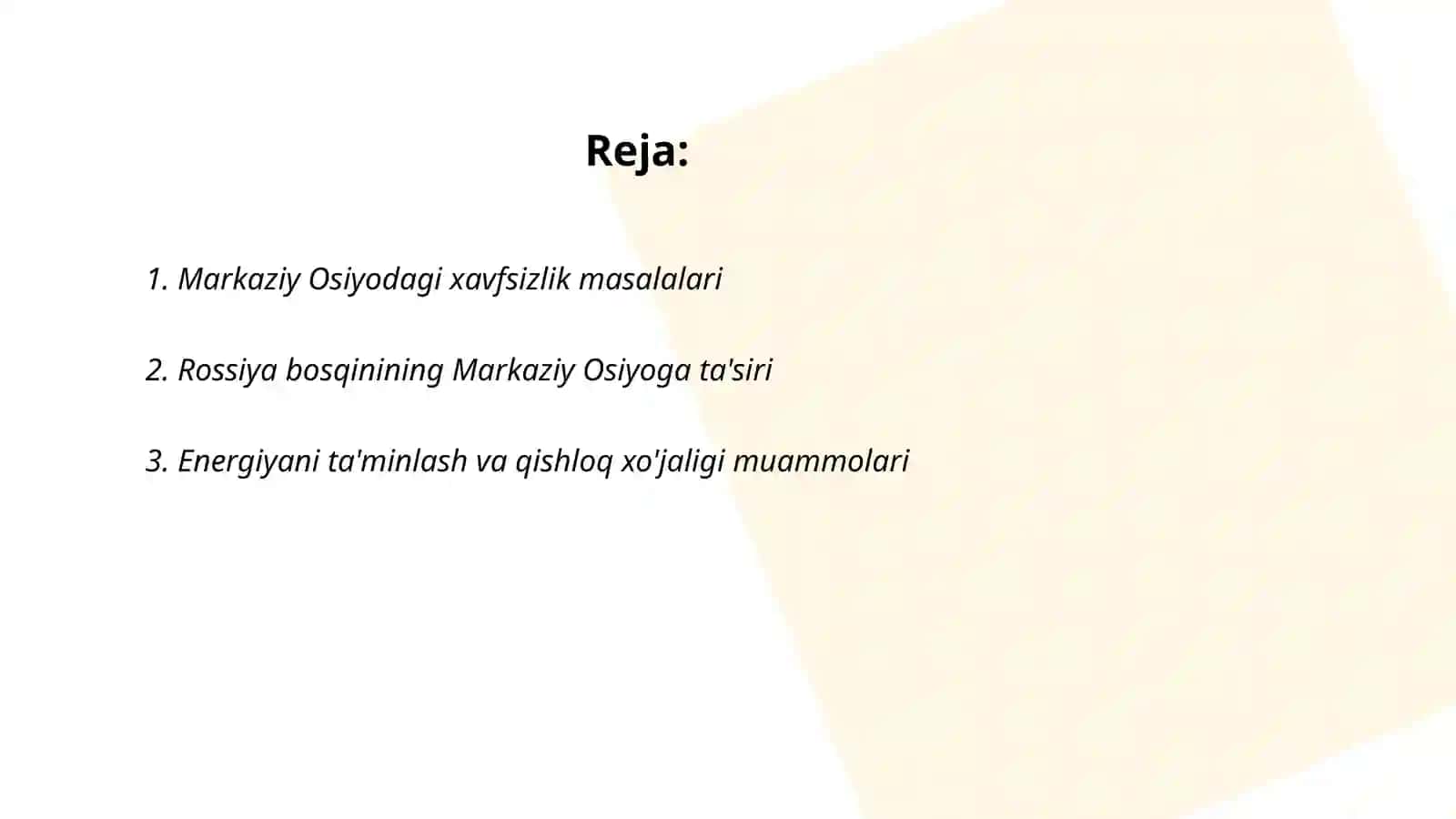 Rossiya bosqini arafasida Markaziy Osiyodagi ijtimoiy siyosiy vaziyat 2