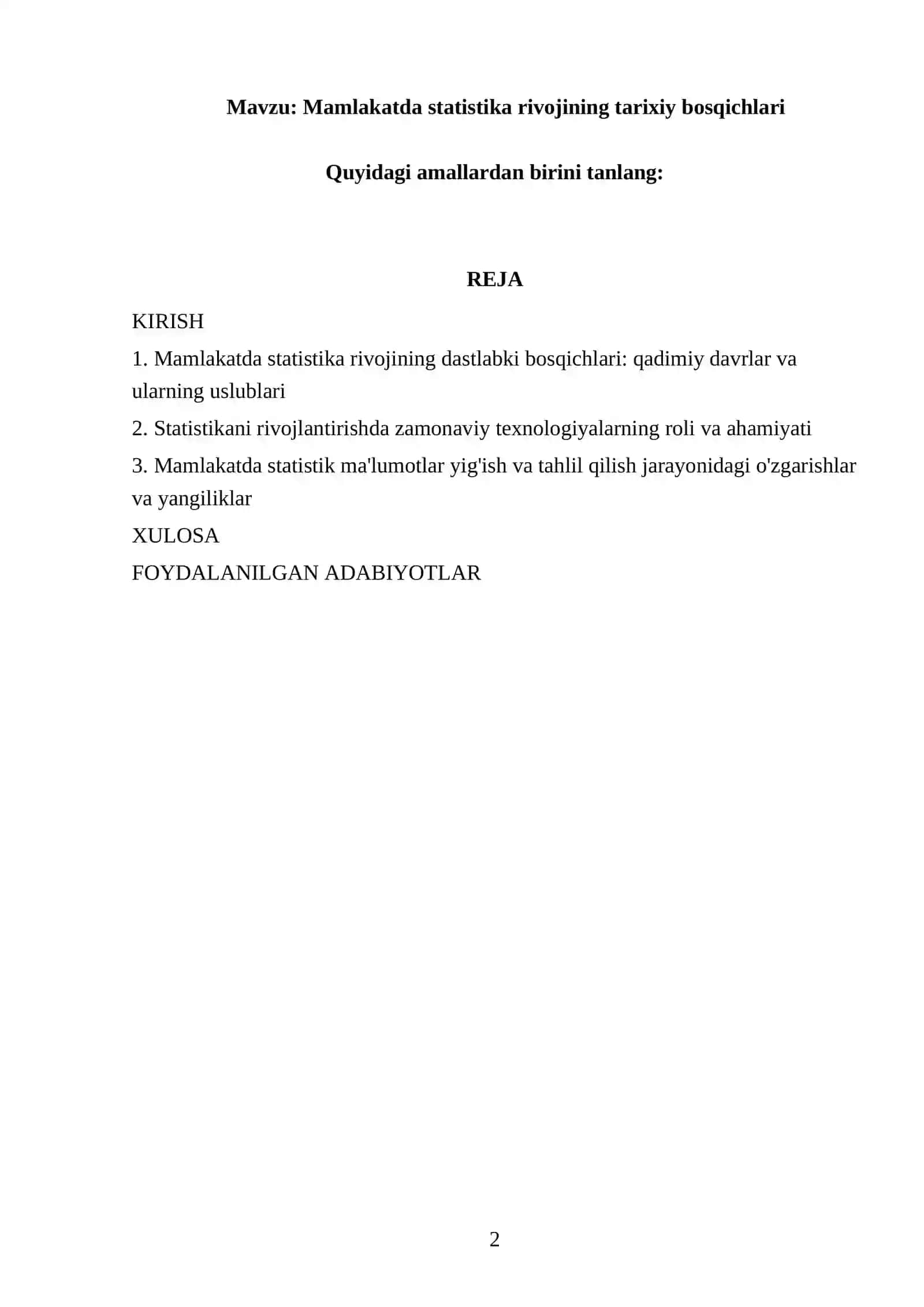 Mamlakatda statistika rivojining tarixiy bosqichlari 2