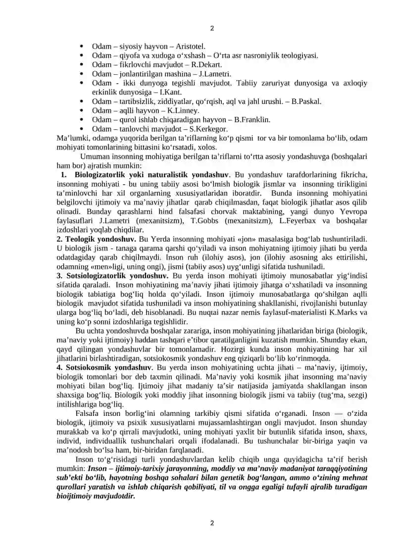 Inson falsafasi (Falsafiy antropologiya) 2