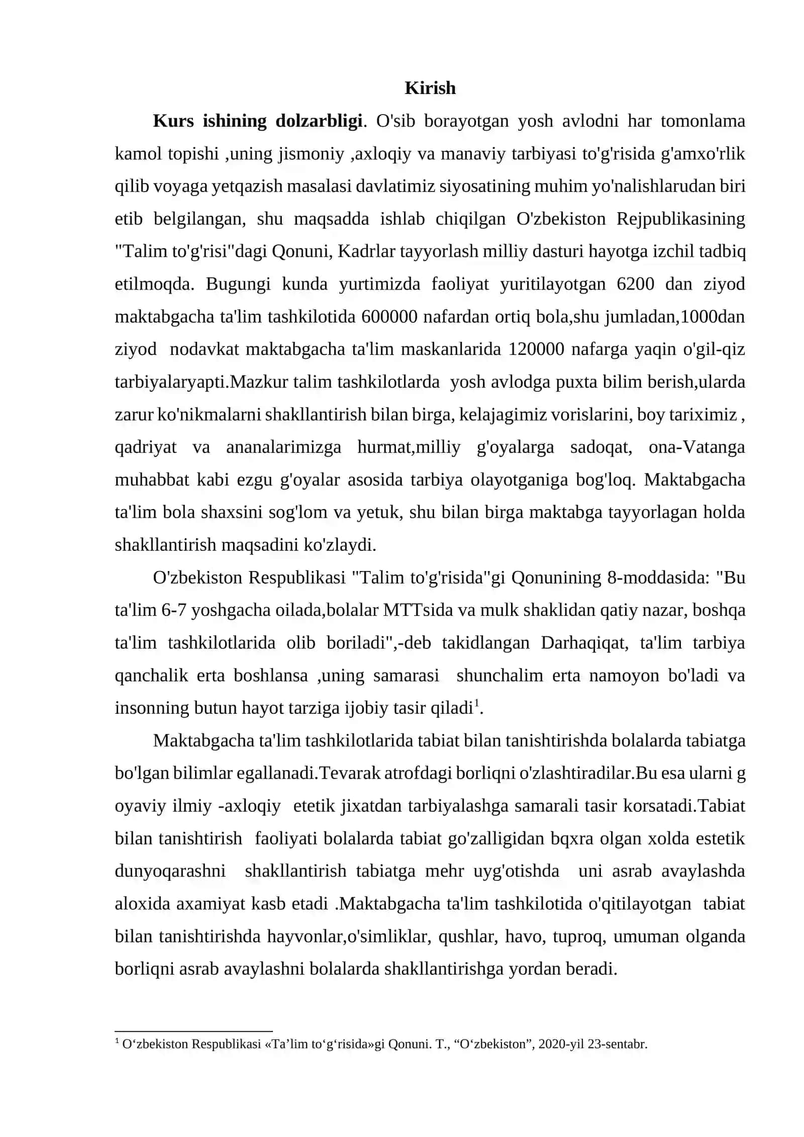 MAKTABGA TAYYORLOV GURUH BOLALARINING TABIATDA MEHNATLARINI TASHKIL ETISH (TABIAT BURCHAGIDA YER MAYDONCHALARI) KURS ISHI 2