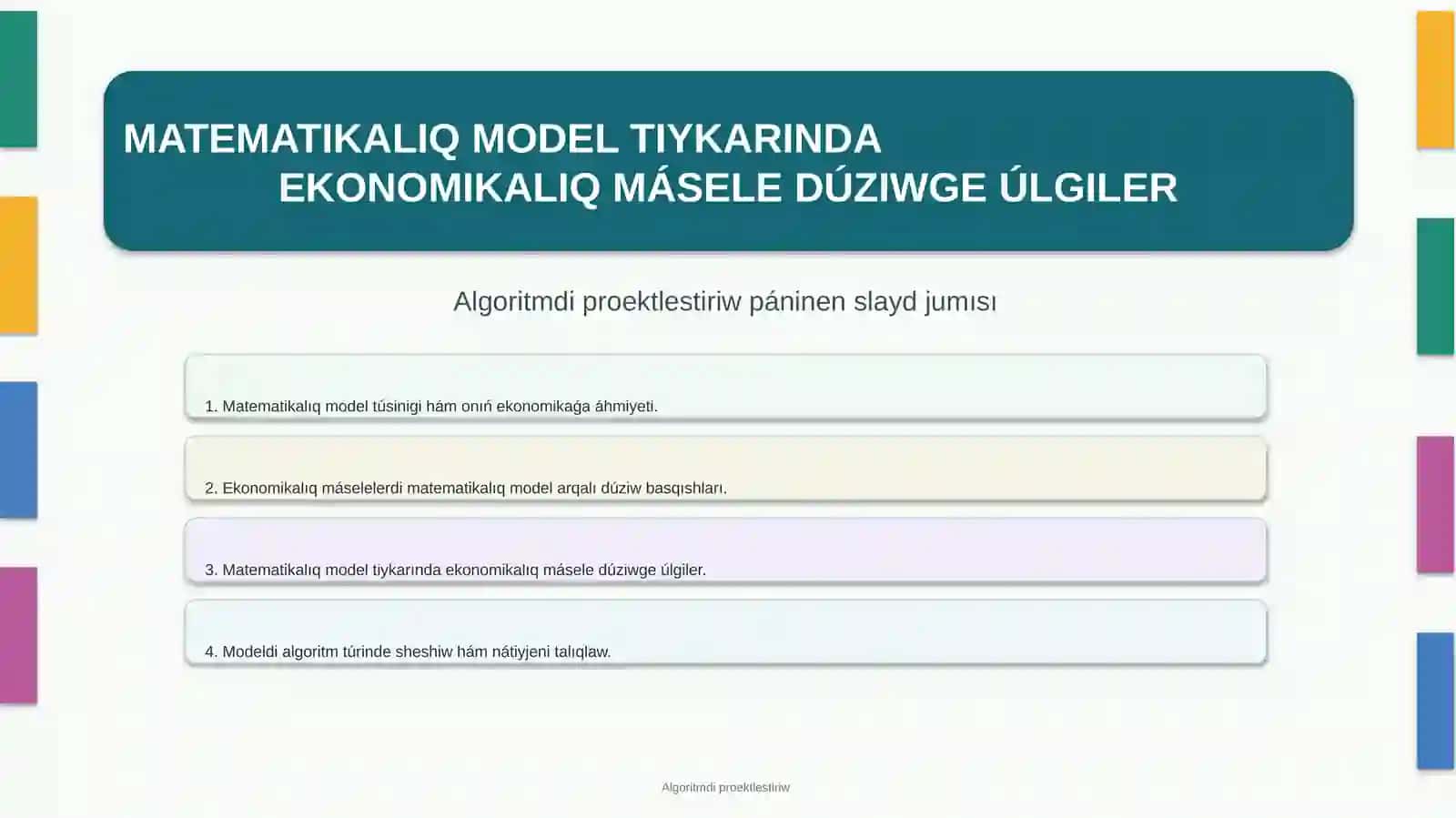 Algoritmdi proektlestiriw 2