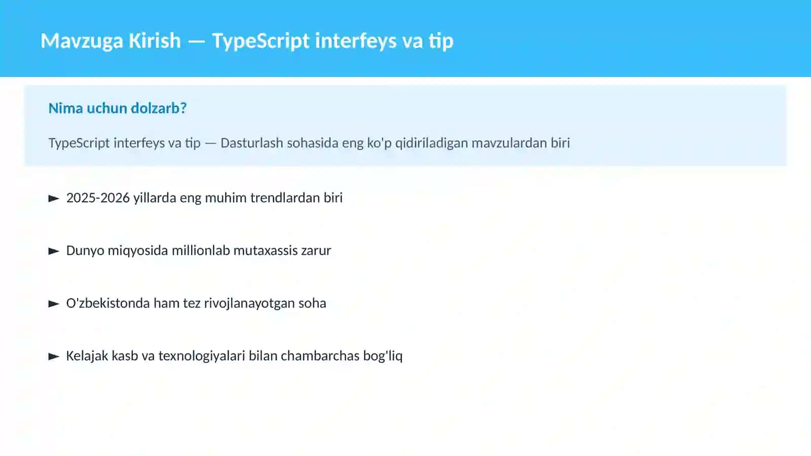TypeScript interfeys va tip 2