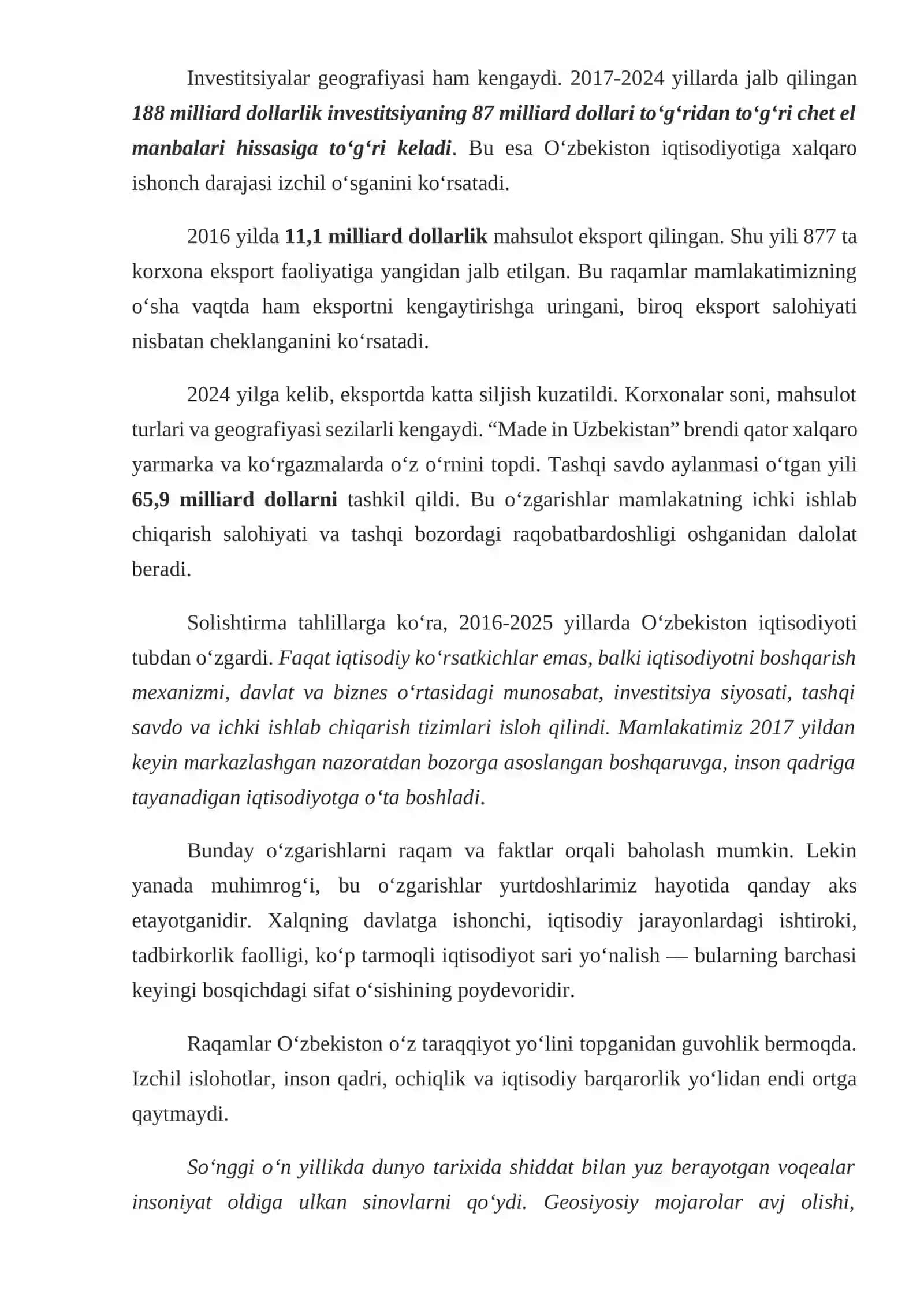 Yangi O‘zbekiston davrida iqtisodiyot va tadbirkorlikning rivoji 2