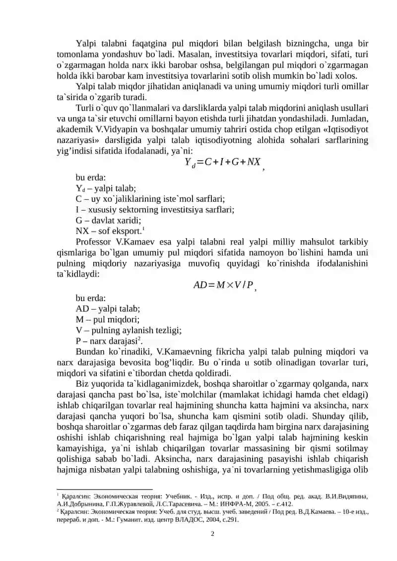 Yalpi Talab va Yalpi Taklif 2