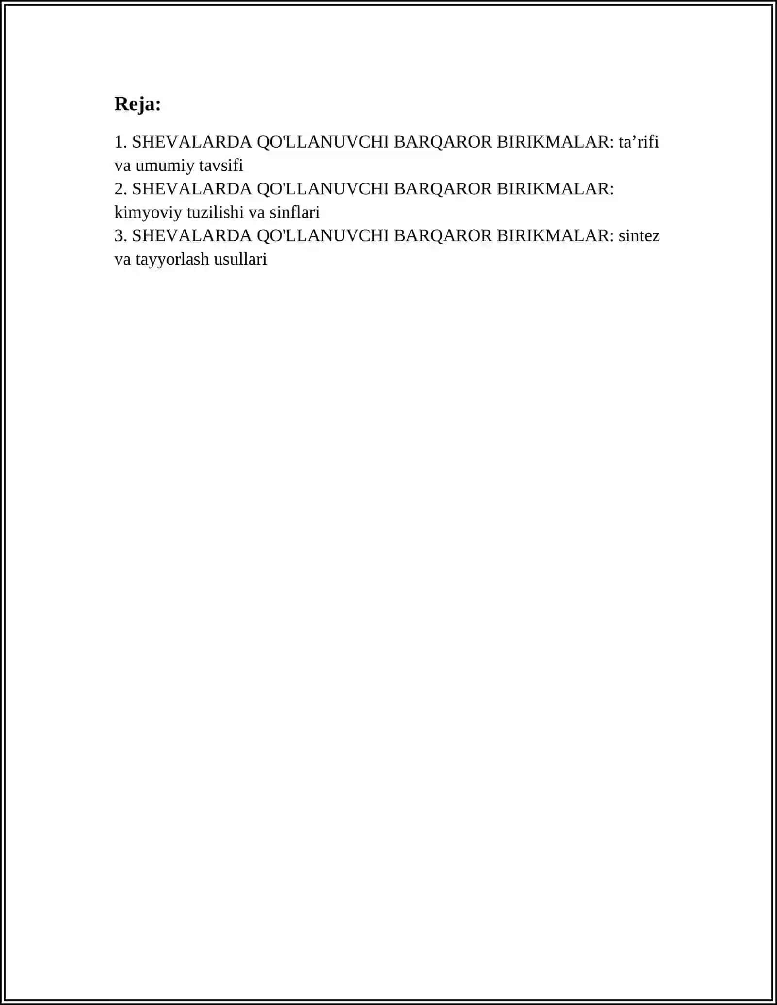 SHEVALARDA QO'LLANUVCHI BARQAROR BIRIKMALAR 2