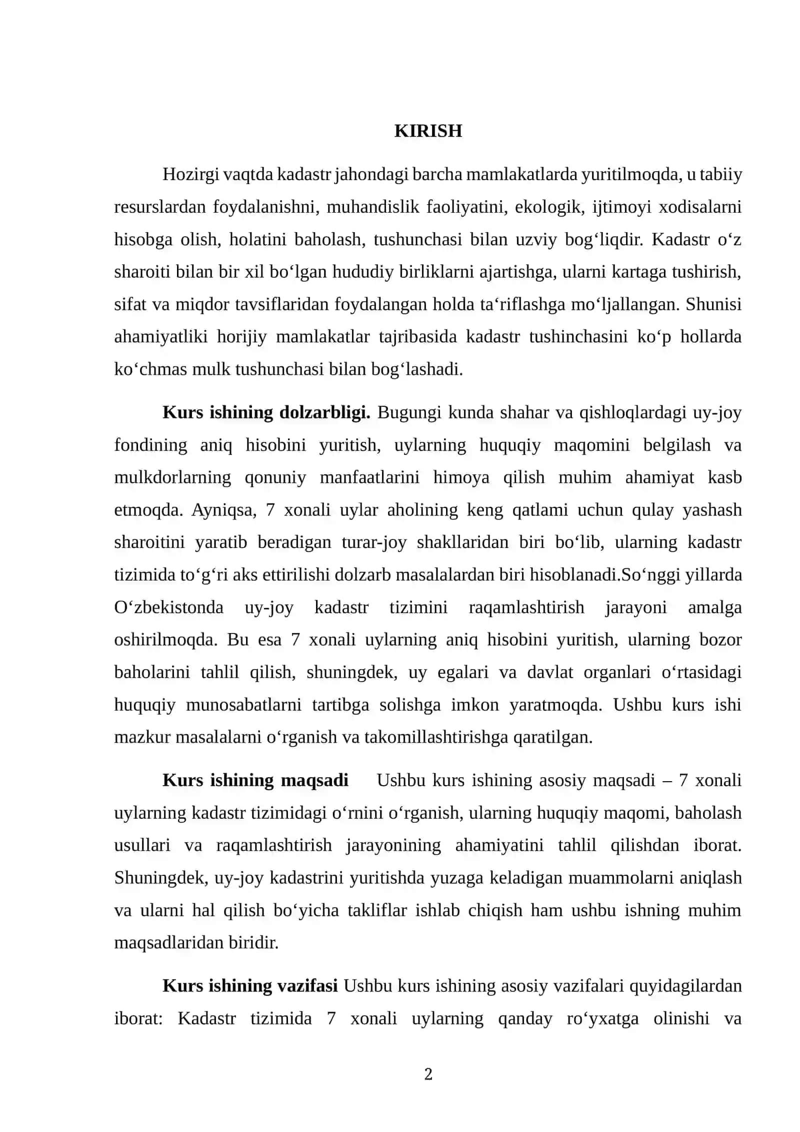 yer kadastri kurs ishi 2