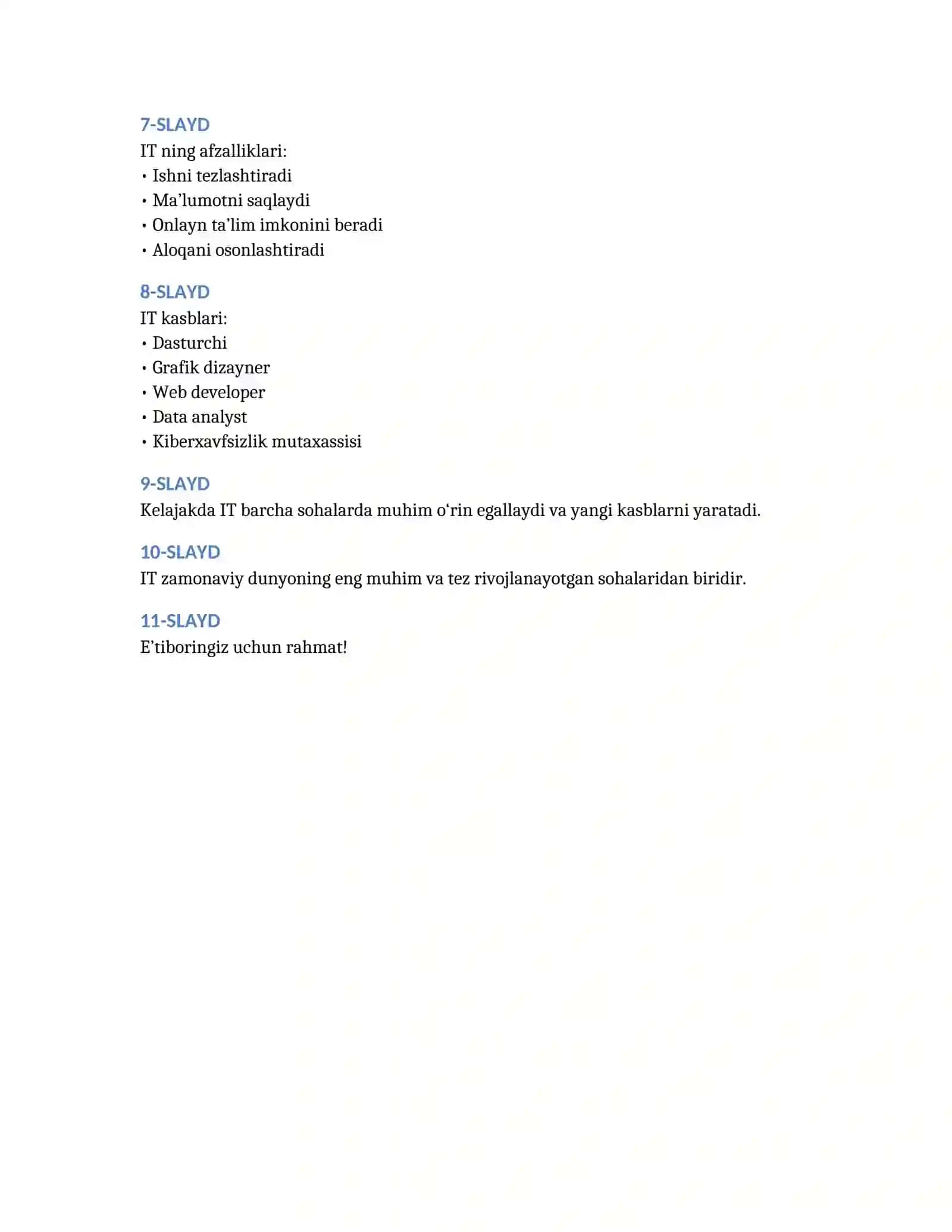 Axborot Texnologiyalari (IT) 2