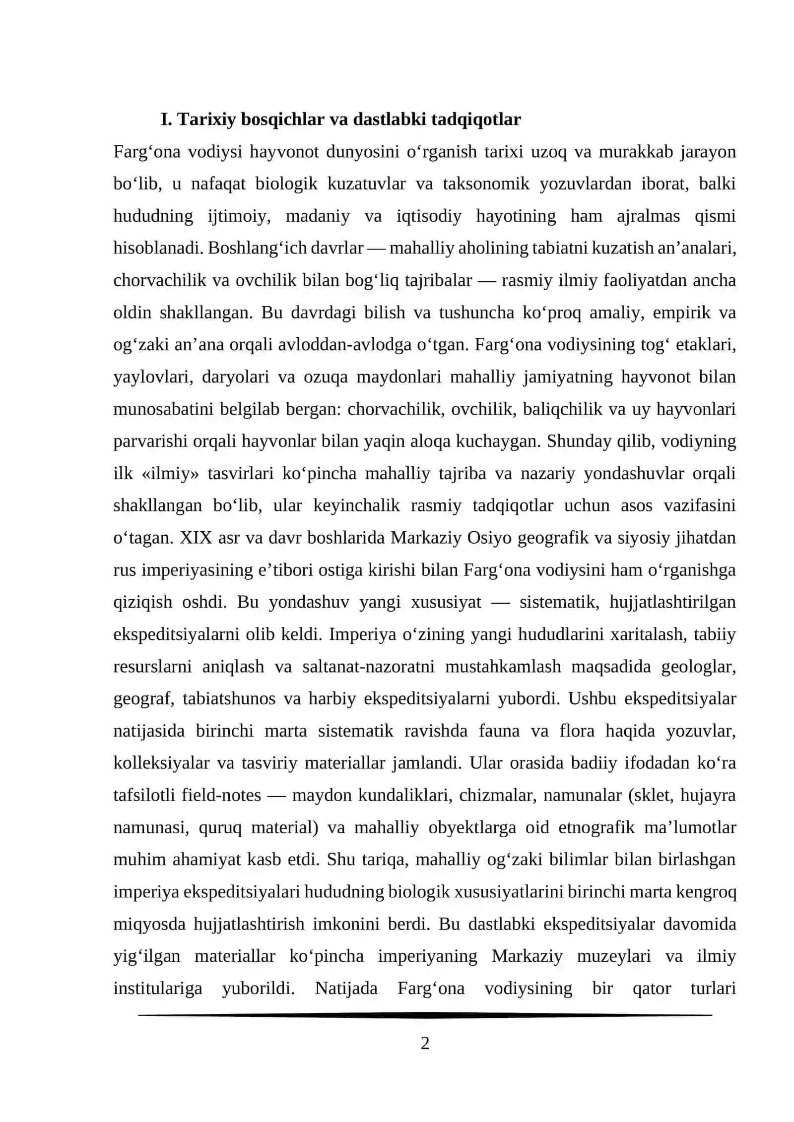 Farg'ona vodiysini hayvonot dunyosni o'rganish tarixi 2