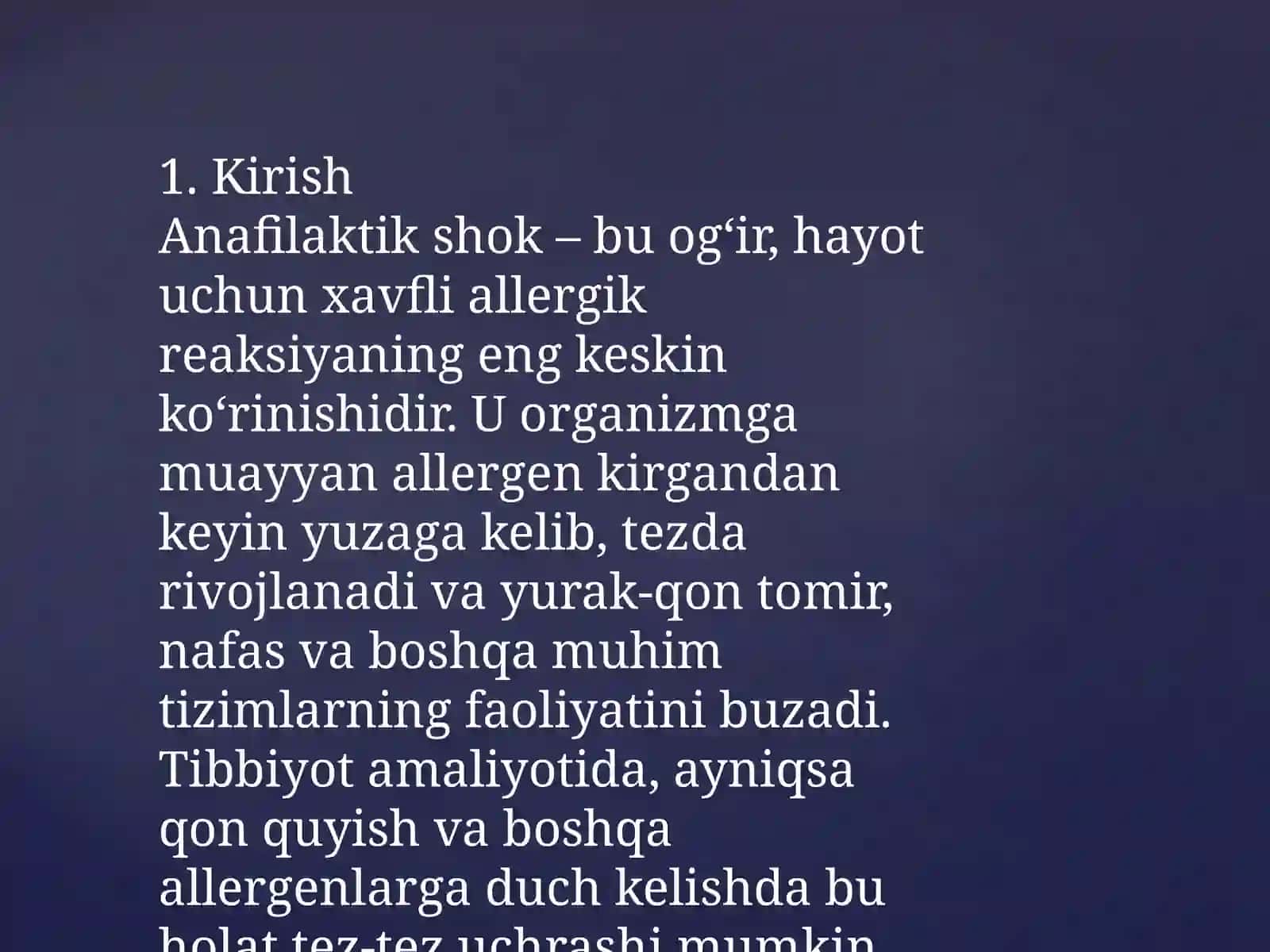 Anafilaktik shok:sabablari, klinikasi va tashxisi, birinchi yordam 2