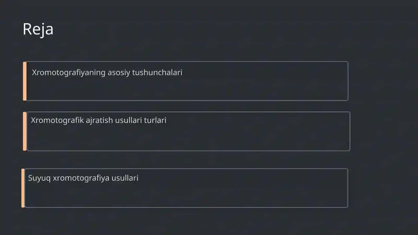 Organik moddalarning xromotografik ajratish usullari 2