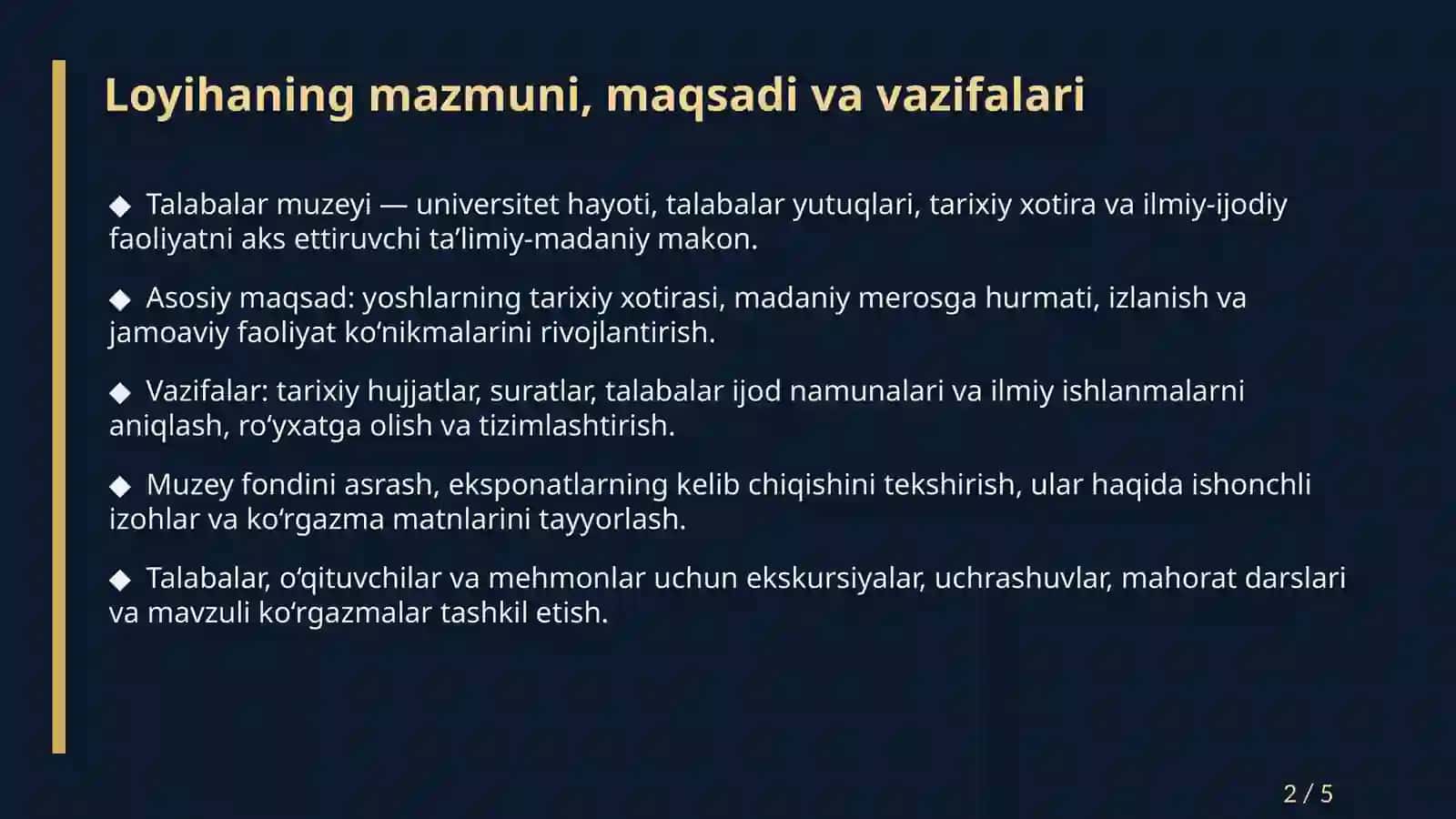 TALABALAR MUZEY LOYIHASI 2